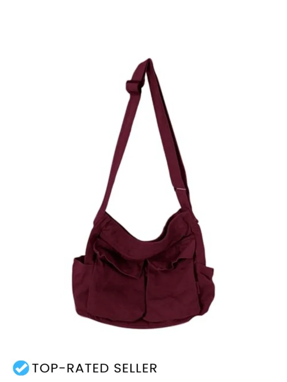 Canvas Messenger Bag Large Hobo Crossbody Shoulder Tote Multiple Pockets